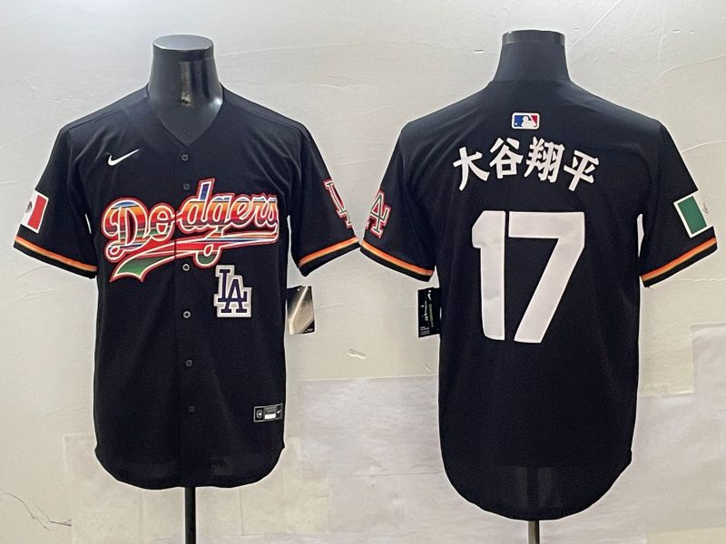 Men Los Angeles Dodgers #17 Ohtani Black rainbow 2025 Nike MLB Jersey style 4159
